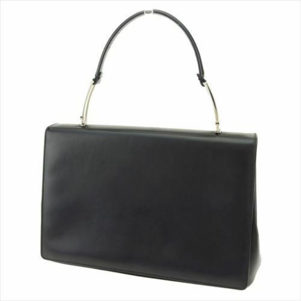 Salvatore Ferragamo Hand Bag Black Leather Woman Authentic Used